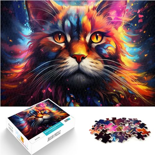 Puzzle für Puzzle Bunter Planet-Katze 1000-teiliges Puzzle für Erwachsene Holzpuzzle Weihnachtswunschliste mit Weihnachtsmann 1000 Teile (50 x 75 cm)