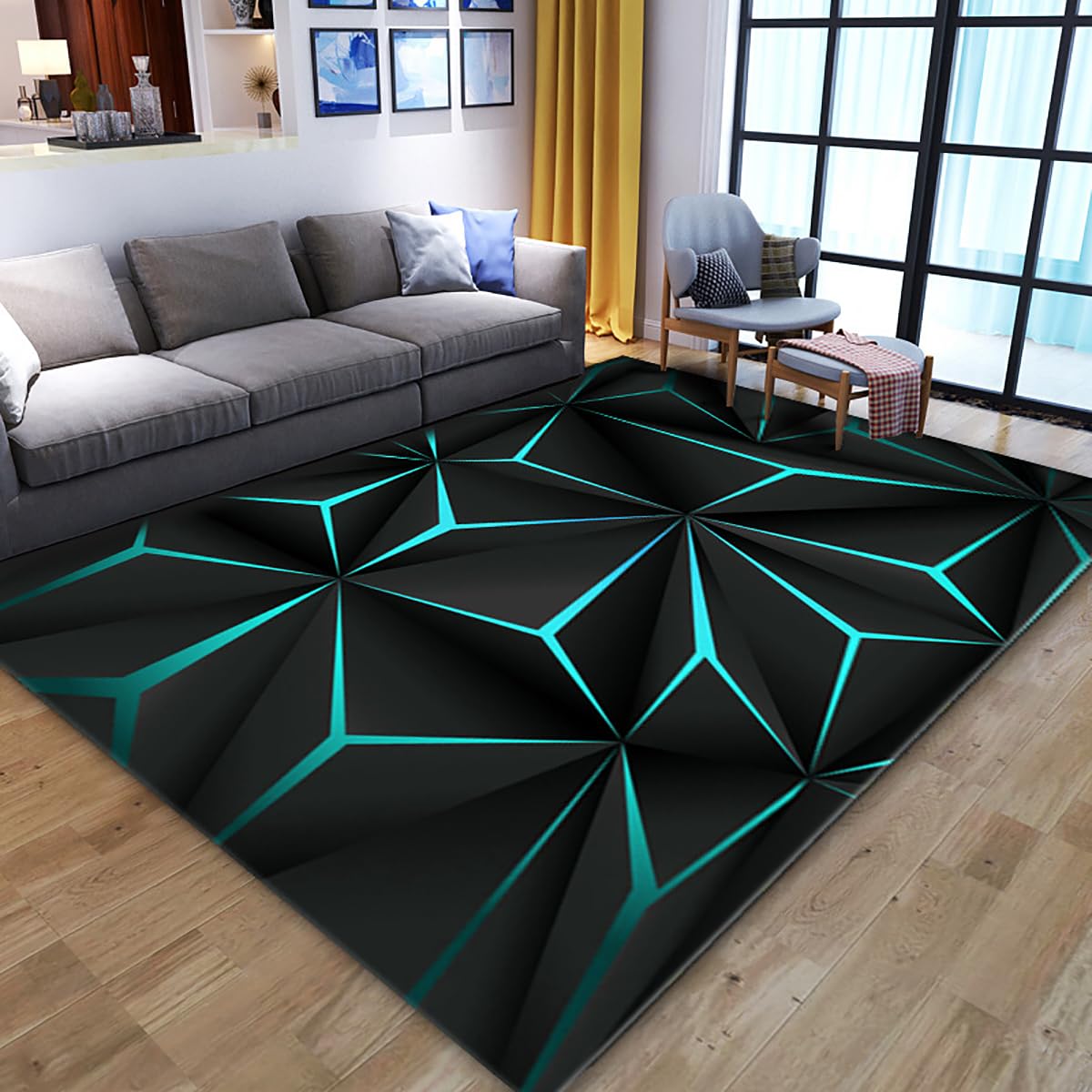 Dazzluxe 3D-Teppich Mit Optischer Täuschung, Vortex-Illusions-Bodenmatte, Moderner, Abstrakter, Rutschfester 3D-Teppich Für Türeingang, Badezimmer, Treppen, Spielzimmer, Wohnzimmer,A,200 * 300cm