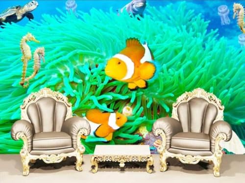 Unterwasserwelt Korallenfische 3D Tapete Poster Restaurant Schlafzimmer Wohnzimmer Sofa TV Dekorative Wand-250cm×170cm