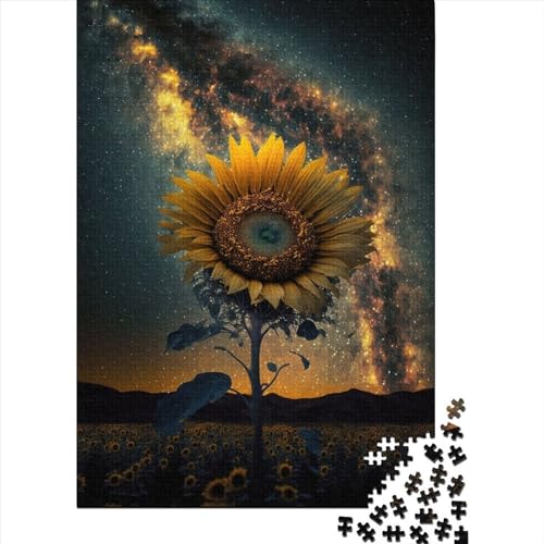 1000 Teile für Erwachsene Schwierige Puzzles Universum Sonnenblume Holzpuzzles für Erwachsene Puzzles Entspannungspuzzles Spiele-Denksportpuzzle 75x50cm