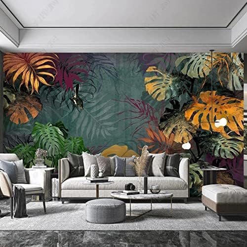 XLMING Botanische Blätter Im Vintage-Look 3D Tapete Home Dekoration Wohnzimmer Sofa Schlafzimmer Tv Hintergrund Wand-400cm×280cm