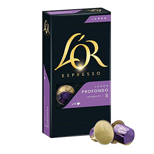 L'OR Kaffeekapseln Lungo Profondo, 100 Nespresso®* kompatible Kapseln, 10er Pack, 10 x 10 Getränke