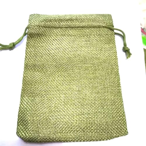 Baumwollbeutel mit Kordelzug 100Pcs/Lot Vintage Natural Jute Gift Pouches Linen Burlap Drawstring Bags Jewelry Packing Pouches Sachet Christmas Party Bags (Color : Green, Size : 13x18 cm)