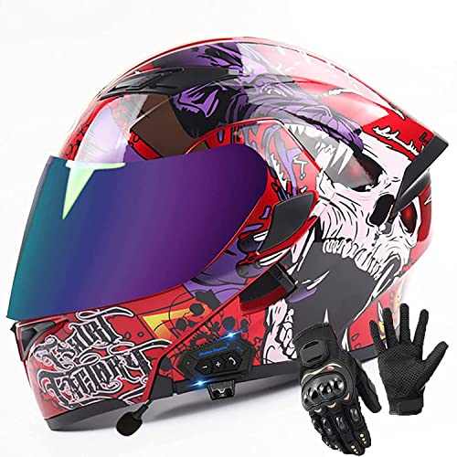 Klapphelme Modularer Helm Mit Bluetooth-Headset Und Dual Visier Motorradhelm,DOT ECE Genehmigt Integralhelm Helm Motorradhelm Atmungsaktiv Und Warm Für Erwachsene Männer Women