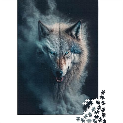 Puzzle Wolf, 1000 Teile, Puzzle für Erwachsene, Familien-Holzbrettpuzzle, tolles Geschenk für Erwachsene, Größe: 75 x 50 cm