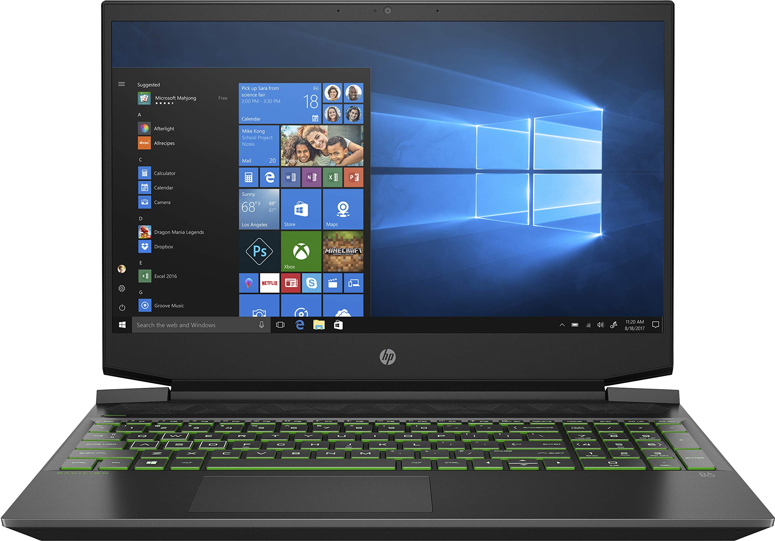 HP Pavilion Gaming Laptop 15,6 Zoll FHD 144Hz Display, AMD Ryzen 5-5600H, 16GB DDR4 RAM, 512GB SSD, NVIDIA GeForce RTX 3050 4GB, Windows 11, QWERTZ Tastatur, Schwarz/Grün