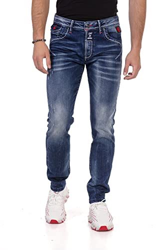 Cipo & Baxx Herren Regular Fit Jeanshose Denim Pants Jeans Hose CD692 Blau W40 L32