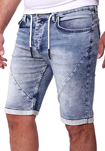 Reslad Jeans Shorts Herren Kurze Hosen Sommer - Sweathose in Jeansoptik l Stretch Denim Männer Jeansshorts l Hose Regular Fit RS-2087 Hellblau W31