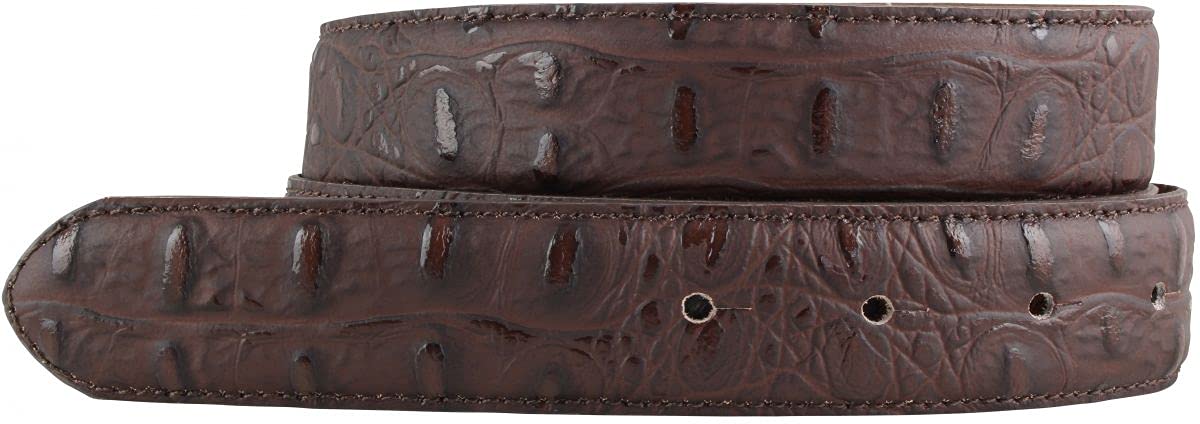 BELTINGER Gürtel mit Krokoprägung ohne Schnalle 3 cm | Leder-Gürtel für Damen Herren 30mm Kroko-Optik | Kroko-Muster | Braun 100cm