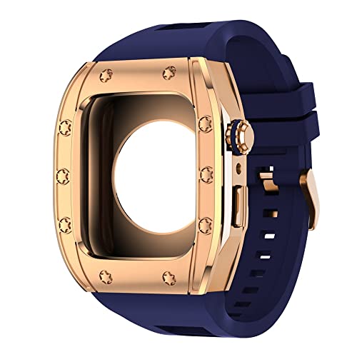 KANUZ Edelstahl-Gehäuse für Apple Watch 7er-Serie, 44 mm, 45 mm, Armbandzubehör, DIY-Modifikationsset, Abdeckung für iWatch 7, 6, SE, 5, 4 (Farbe: R, Größe: 45 mm für 7)