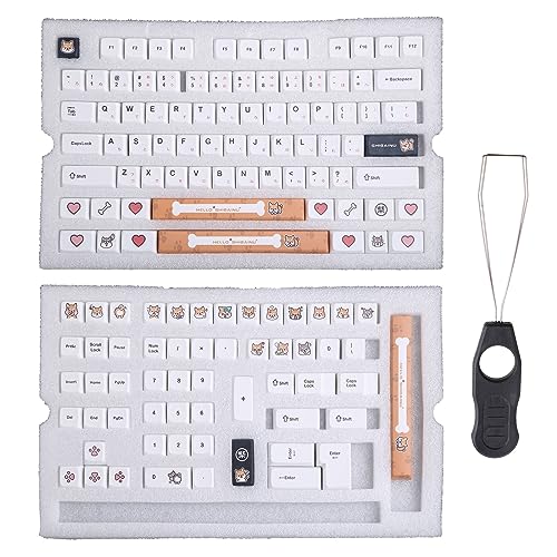 PBT XDA-Tastenkappen, 116 Tasten, Hundemotiv, vollständiges Set, Farbsublimation, für Cherry MX-Tastaturen, Zubehör, Whi Corgi Thema-Tastenkappen