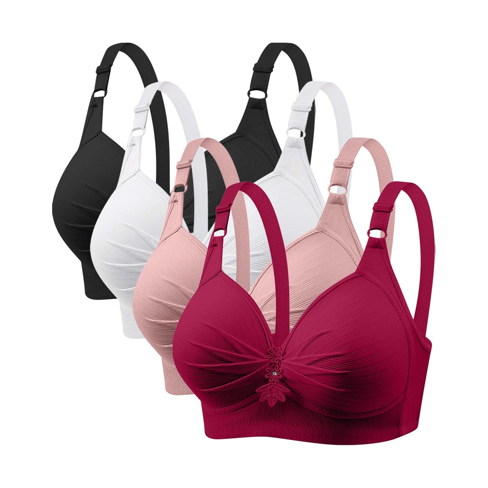 4er Pack BH Damen ohne Bügel Push Up Sport BH Große Brüste Starker Halt Damen-BHS Sexy Bustier Frauen Bequeme Atmungsaktiv Bra Klassische Bralette Yoga Sportbh Fitness Dessous