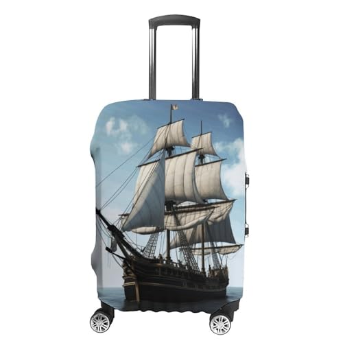 CSGJMYGS Reisegepäckabdeckung, elastisch, waschbar, modisch, kratzfest, Mond, Sterne und Planeten, Koffer-Schutz, passend für 45,7 - 81,3 cm Gepäck, Altes Segelschiff, XL