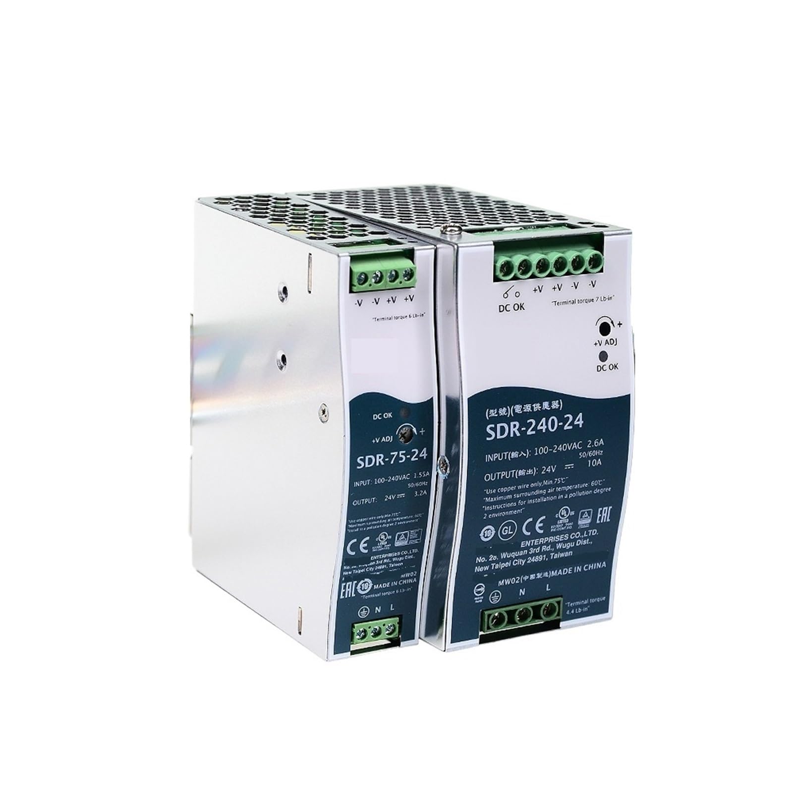 Mean Well SDR-75/120/240/480/960W 88-264V AC TO DC 12V 24V 48V Single Output DIN-Schienen-Schaltnetzteil mit PFC 1 Stück (Größe: 48 V, Farbe: SDR-960)