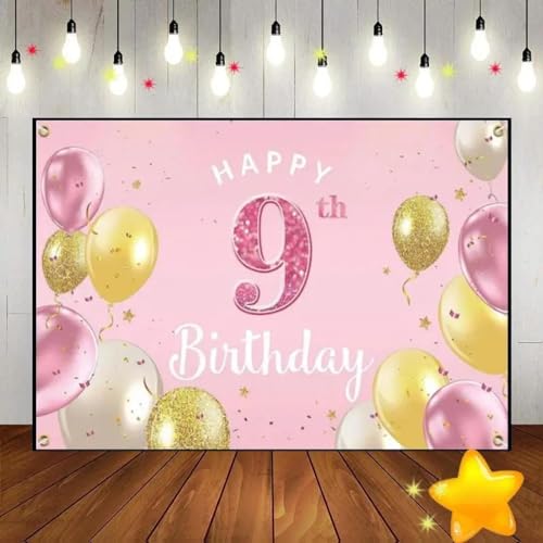 Alles Gute zum 9. Geburtstag Dekoration Party geboren Fotografie Requisiten Banner JungeGeschlecht offenbaren Ballon 210X150cm