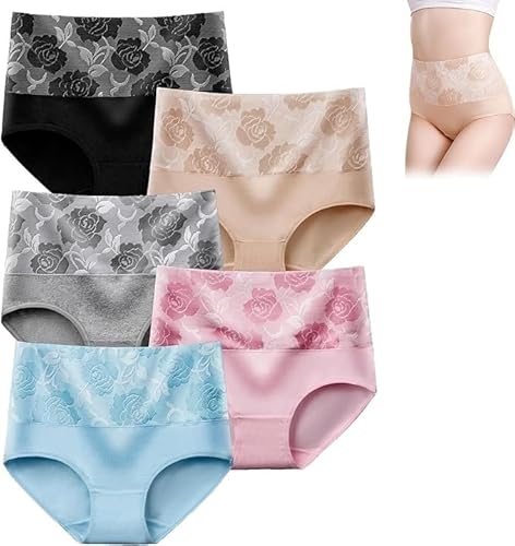 Bloomypink Inkontinenzhöschen mit hoher Taille, auslaufsicheres Damen-Höschen zur Bauchkontrolle, hohe Taille for Inkontinenz (Color : 5pcs-a, Size : 4xl)