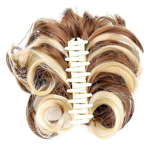 Haarteil Haargummi Krallenklammer, unordentlicher Haarknoten, gewelltes, lockiges Haarteil, Chignon-Pferdeschwanz-Verlängerung, synthetische zerzauste Hochsteckfrisur-Haarverlängerung, Scrunchie-Haart