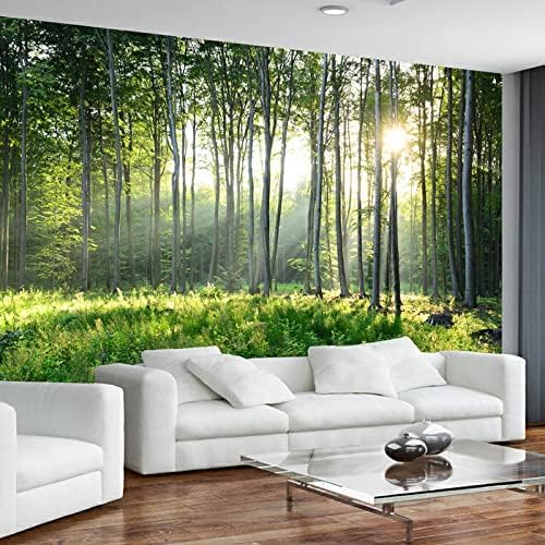 XLMING Grüner Wald Natur Szenerie Küche Esszimmer Arbeitszimmer Wohnzimmer TV Hintergrund Wand 3D Tapete-350cm×256cm