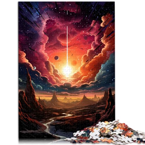 Puzzle für farbenfrohen Fantasie-Sonnenuntergang und Sternenhimmel, Puzzle 1000 Teile, Holzpuzzle, schwierige und schwere Puzzles für Frauen und Männer, 1000 Teile (50 x 75 cm)