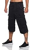 Jet Lag Herren 3/4 Cargo Shorts Safety B kurze Hose mit Seitentaschen black 3XL