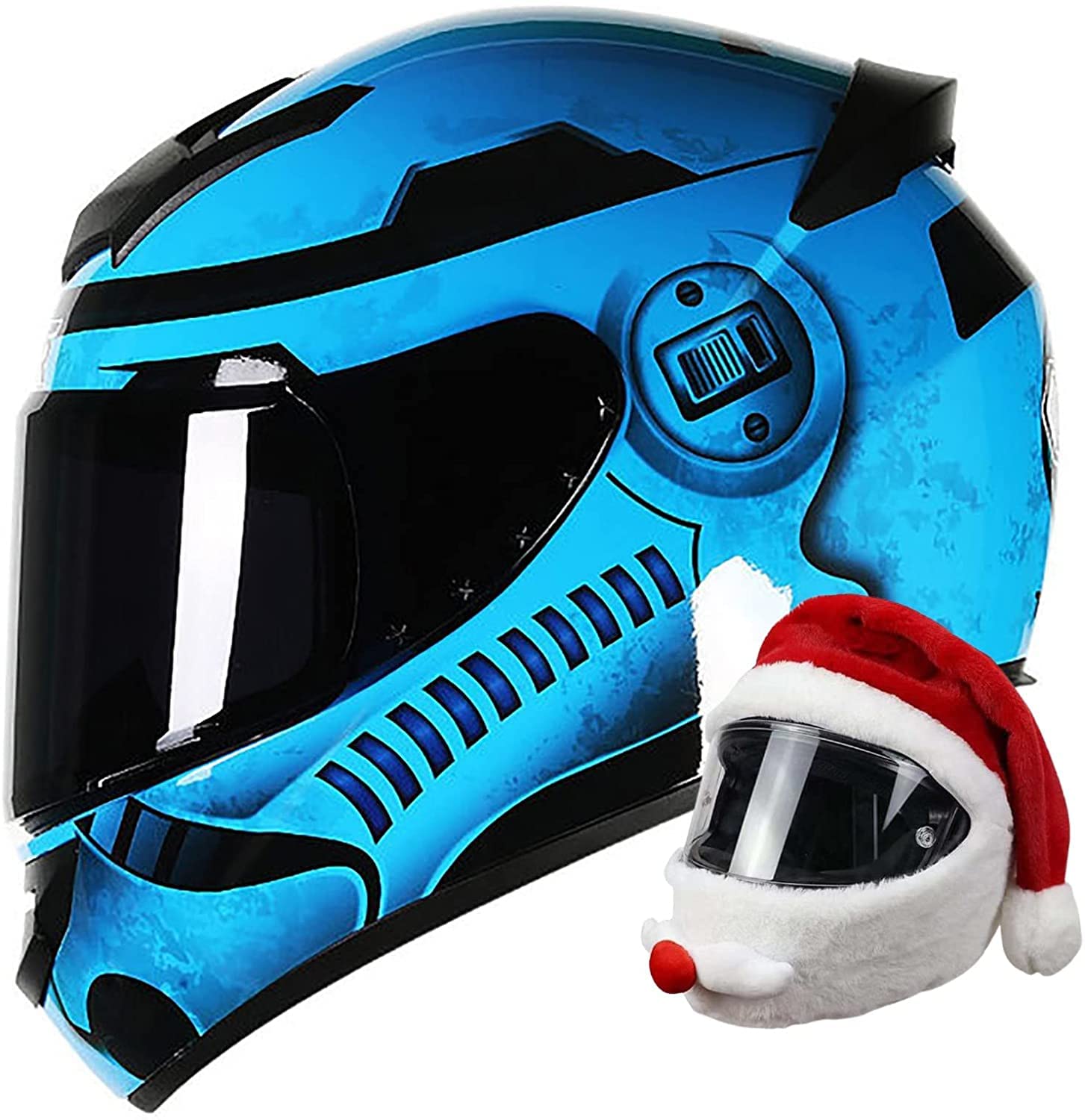 NZKW Motorradhelm Motorrad Integralhelm,DOT/ECE Genehmigt Klapphelm Sturzhelm Mit HD-Sonnenblende Geschlossenen Die Windgeräusche ABS Hartes Warm,Kostenlose Weihnachtsmützen