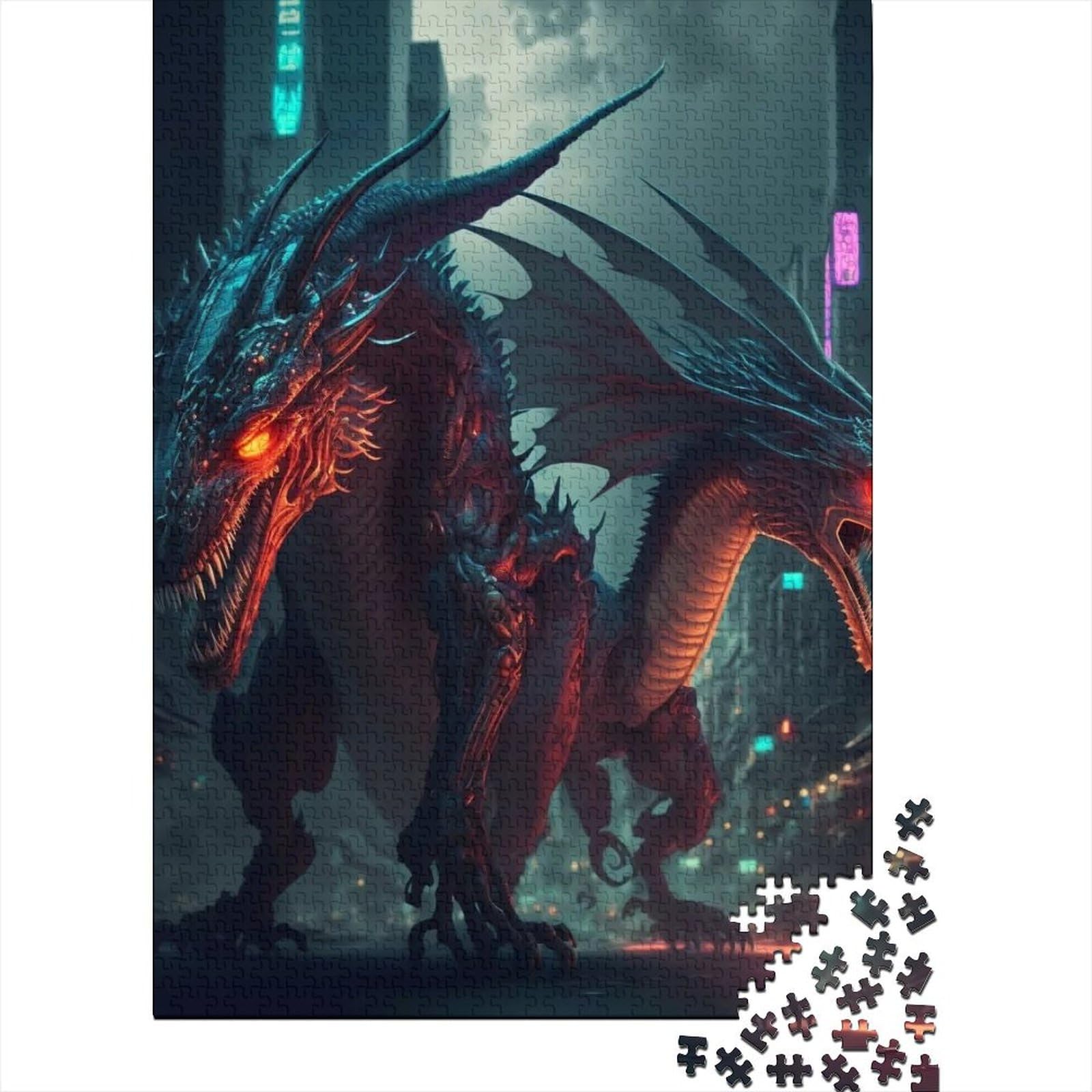 1000 große Teile Puzzle für Erwachsene, tapferer Drache, Holzpuzzle für Erwachsene, Puzzlespielzeug, Holzpuzzle für Erwachsene und Teenager, 75 x 50 cm