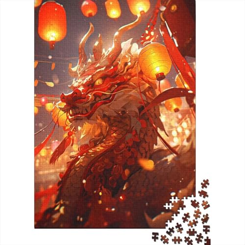 Holzpuzzle für Erwachsene mit chinesischem Drachen, 500 Teile, für Erwachsene, schwierige Puzzles zum Stressabbau, zum Zeitvertreib zu Hause 20,47x14,96 Zoll