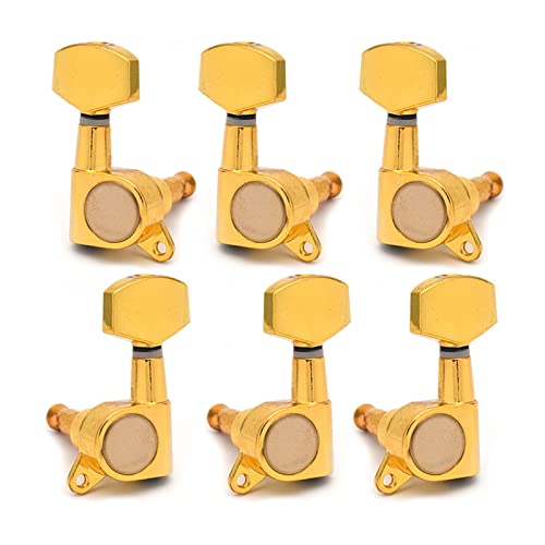 Gitarren Stimmwirbel Große Quadratische Versiegelte Gitarren-Tuning-Pegs-Tasten Tuner-Maschinenköpfe Für E-Gitarre Schwarz/Gold/Chrome (Color : Gold 3R3L)