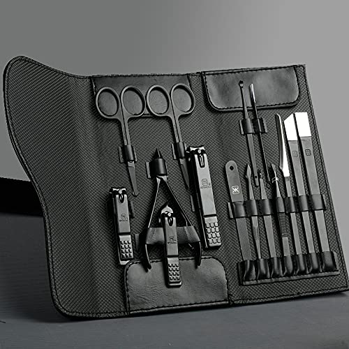 Zehennagelknipser Nagelschere Set Werkzeug High-End-High-End-Finger-Clippers Haushalt Hand Pediküre-Männer-spezielles tragbares Fall Nagelknipser-Set (Size : Black Accessories)