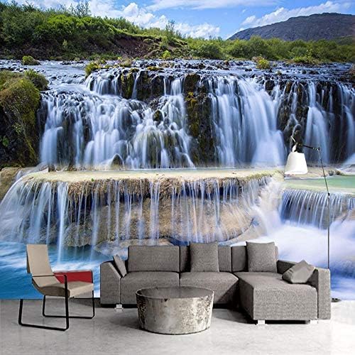 XLMING Wasserfall Naturlandschaft 3D Tapeten Home Esszimmer Sofa Schlafzimmer Wohnzimmer TV Hintergrund-430cm×300cm