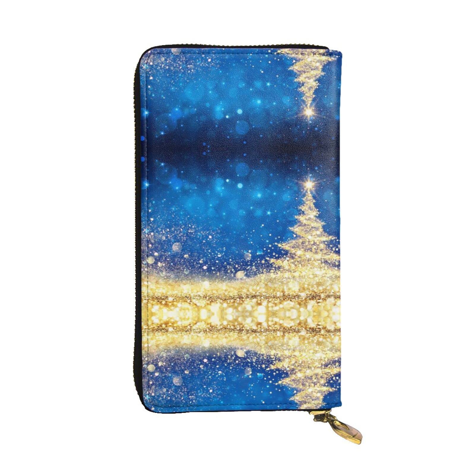 DMORJ Golden Glitter Weihnachtsbaum Leder Lange Clutch Geldbörse: 19 x 10 cm Bequem Leicht Wasserdicht Langlebig Schönes Geschenk, Schwarz, Einheitsgröße, Schwarz , Einheitsgröße