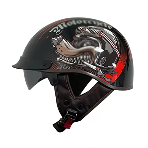 Streetstyle Motorrad Jethelme, Motorradhelm Mit Herunterklappbarem Transparentem Visier, Halbhelme DOT/ECE-Zulassung, Motorrad Offener Helm Herren Damen, Motorrad Open Face Helme ( Color : D , Size :