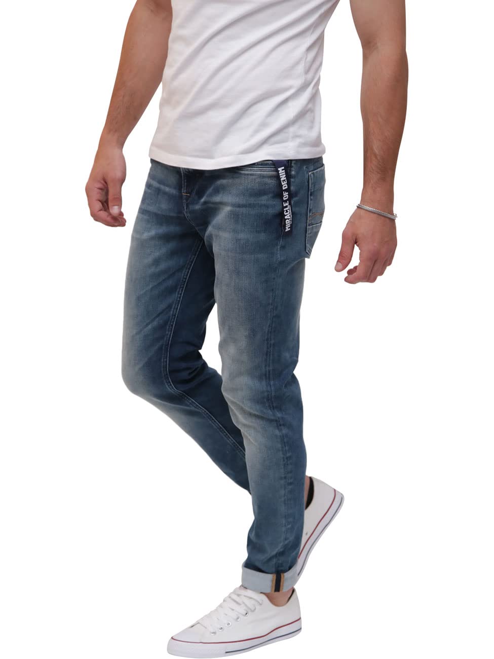 Miracle of Denim M.O.D. Herren Jeans Marcel - Slim Fit - Blau - Sparrow Blue Jogg W28-W38 Baumwolle Stretch, Größe:33W / 32L, Farbvariante:Sparrow Blue Jogg 3564