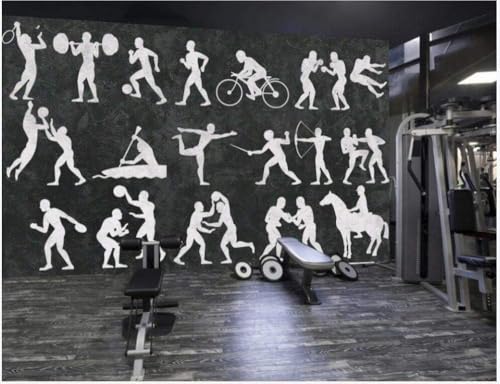 Vintage Gym Exercise 3D Tapete Poster Restaurant Schlafzimmer Wohnzimmer Sofa TV Dekorative Wand-430cm×300cm