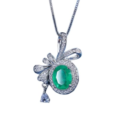 CLLBANT 8 * 10 mm Rubin-Smaragd-Paraiba-Turmalin-Anhänger-Halskette für Frauen, Edelstein-Schmuck, Geschenk (grün)