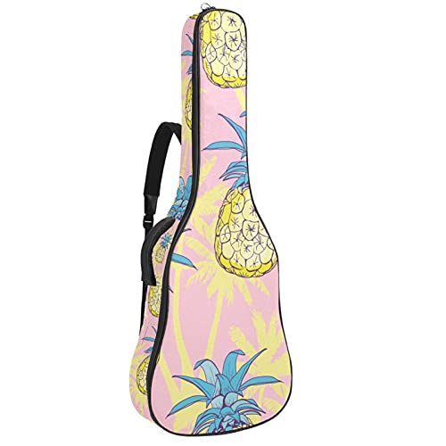 Gitarrentasche Schutz- und Transporttasche für akustische und klassische Gitarren wasserfest und gepolstert Rosa Ananasgelb 108.9x42.9x11.9 cm