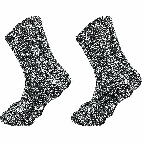 GAWILO dicke Herren Stricksocken (2 Paar) bunte & warme Norweger Socken | wie selbstgetrickt mit Komfortbund | Wintersocken mit 76% Baumwolle (47-50, schwarz)