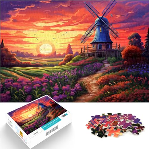 Puzzles für die holländische Windmühlenlandschaft, Kunst-Puzzles für Erwachsene, 1000 Teile, Holzpuzzle, Familienspiele, Weihnachts- und Geburtstagsgeschenke, 1000 Teile (50 x 75 cm)