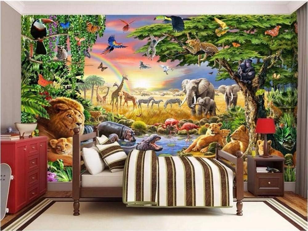 Graslandtiere Löwe Elefant 3D Tapete Poster Restaurant Schlafzimmer Wohnzimmer Sofa TV Dekorative Wand-430cm×300cm