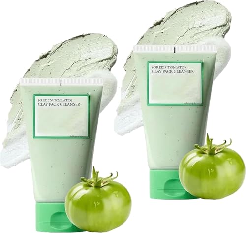 Fully Green Tomato Clay Mask Pore Cleanser, Green Tomato Clay Mask Cleanser, Green Tomato Clay Mask, Korean Green Tomato Clay Mask, Pore Cleansing and Exfoliating Mask with Natural Ingredients (2PCS)