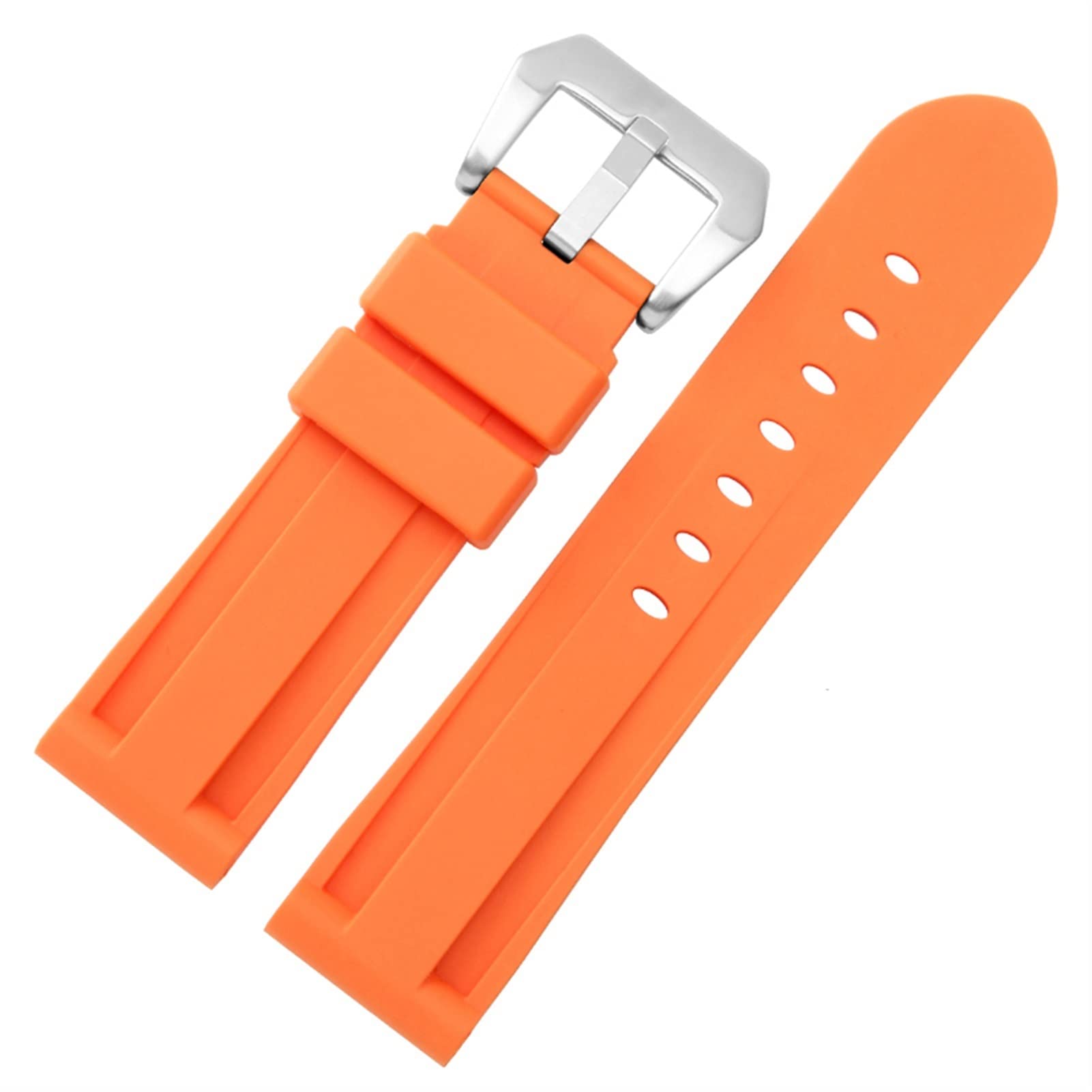 SCRUBY Silikon Uhrband für PAM111 386 441 Serie Armband Gurte 20mm 22 mm 24 mm 26 mm wasserdichtes Sport -Tarnarmband(Orange silver,24mm)