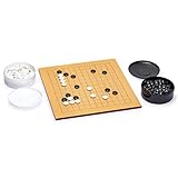 Yellow Mountain Imports Buchenholz-Furnier 1 cm Geätztes Wendbares 9 x 9/13 x 13 Go-Spielbrett-Set für Anfänger mit Doppelt Konvexen Melamin-Steinen - Klassisches Strategie-Brettspiel (Baduk/Weiqi)