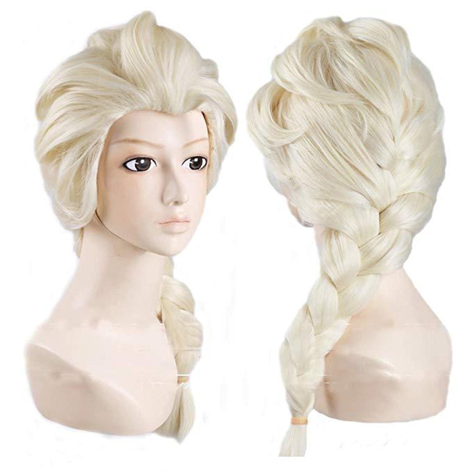 LINLINCD Anime Cosplay Perücke Perücke Filme Gefrorene Schneekönigin ELSA Blonde Haar Cosplay Perücken for Halloween Karneval Purim Masquerade Party