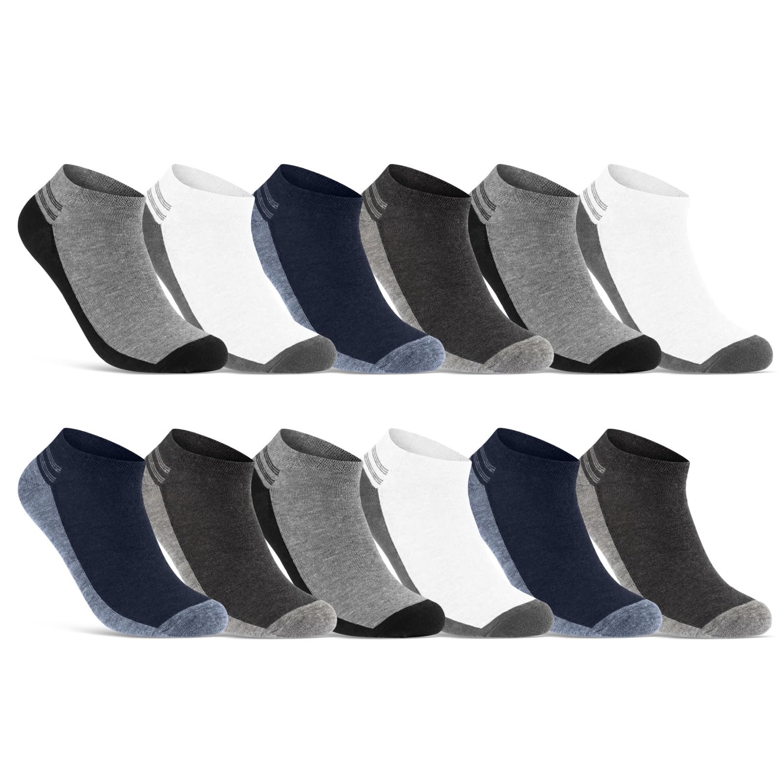 8 | 12 | 20 Paar Sneaker Socken Herren Mehrfarbig Baumwolle 16737 WP (12 Paar 47-50)