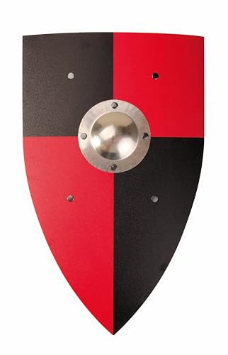 Normannenschild schwarz-rot mit Schildbuckel 35 x 50 cm