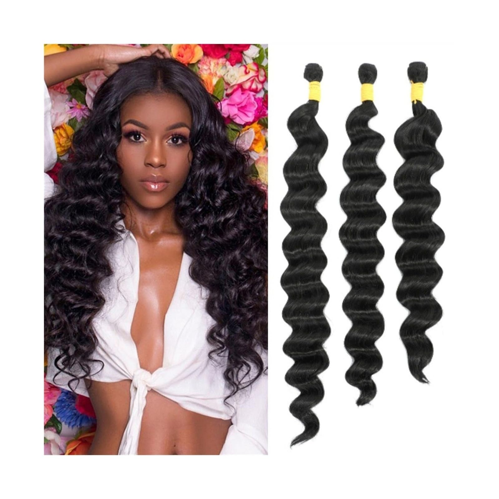 Menschenhaarverlängerungen Menschliches Haar Bundles Lose Tiefe Welle Bundles for Schwarze Frauen 1/3/4 Pcs Indische Remy Haar Extensions 8-40 Zoll lockige Webart Bundles Haarverlängerung (Size : Rem