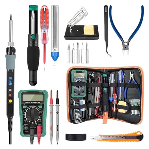 WLLKIY 60W Digital 100-480 ℃ Temperatur Einstellbar Lötkolben Kit Elektrische Multimeter Entlötpumpe Professionelle Schweißen DIY Se Sicher Und Stabil