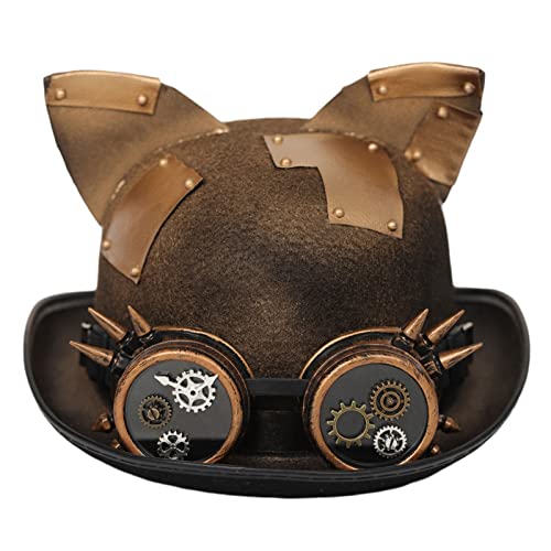 HUIFACAI Wollfilz-Hut, Steampunk, breite Krempe, für Damen, Herren, Halloween, Cosplay, Party, Kostüm, Mützen, Vintage-Kleidungszubehör