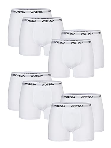 WOTEGA Boxershorts Herren Weiß Shorts Männer Baumwolle Herrenmode Modern Boxers Pack Joe - 8er Pack, Brilliant White (114001), S