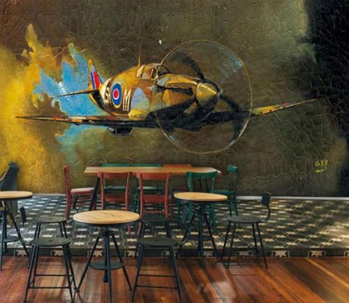 Retro-Nostalgie-Flugzeuge 3D Tapete Poster Restaurant Schlafzimmer Wohnzimmer Sofa TV Dekorative Wand-150cm×105cm